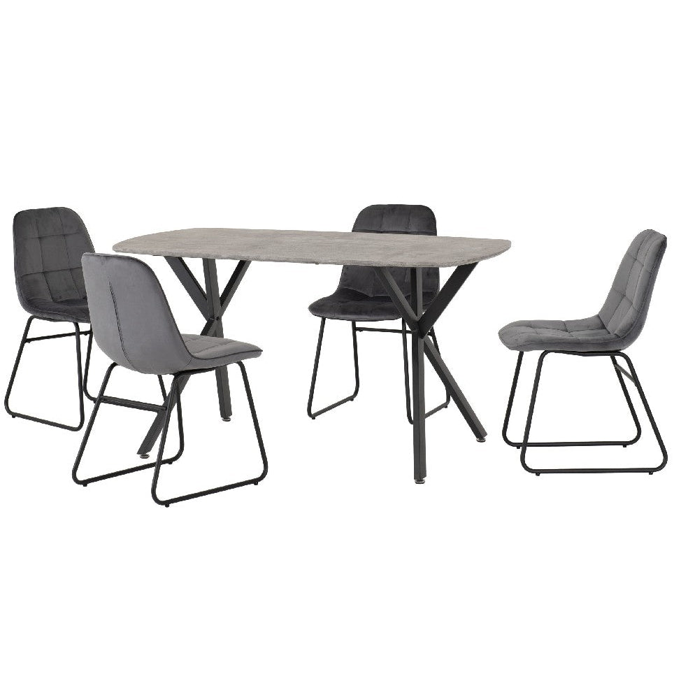 Athens Dining Set with 4 Lukas Velvet Chairs - Seconique
