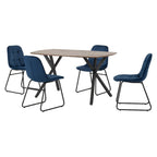 Athens Oak Effect Dining Set with 4 Lukas Velvet Chairs - Seconique