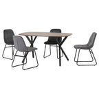 Athens Oak Effect Dining Set with 4 Lukas Velvet Chairs - Seconique