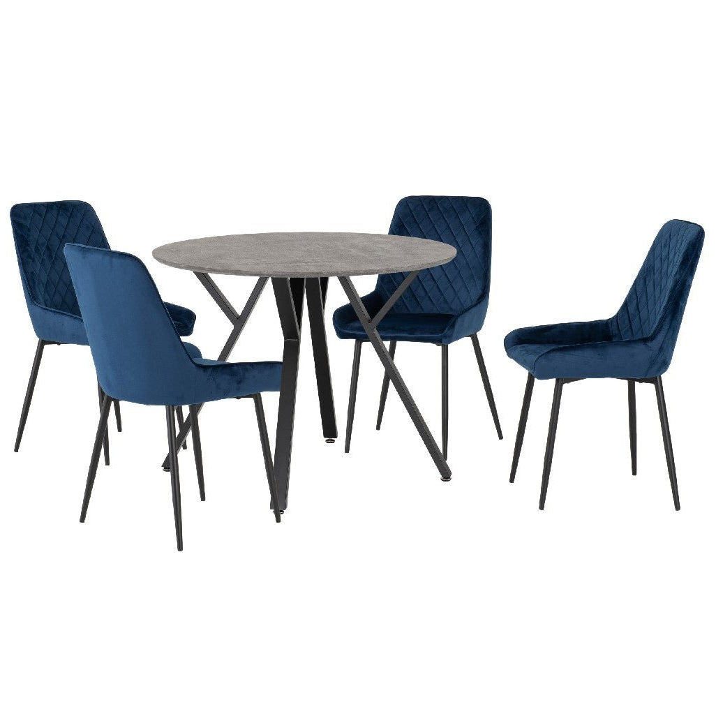 Athens Round Dining Set with 4 Avery Chairs - Seconique