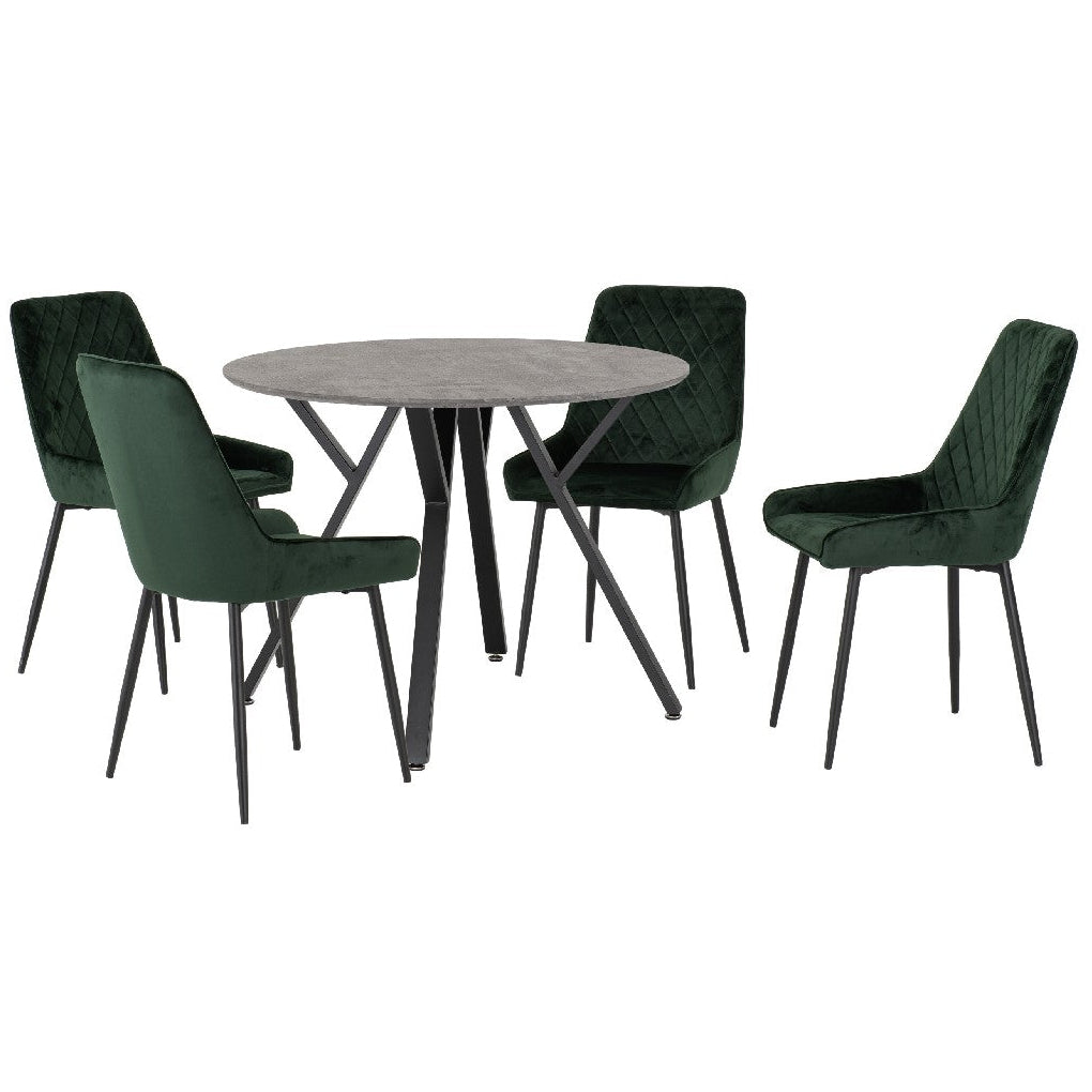 Athens Round Dining Set with 4 Avery Chairs - Seconique