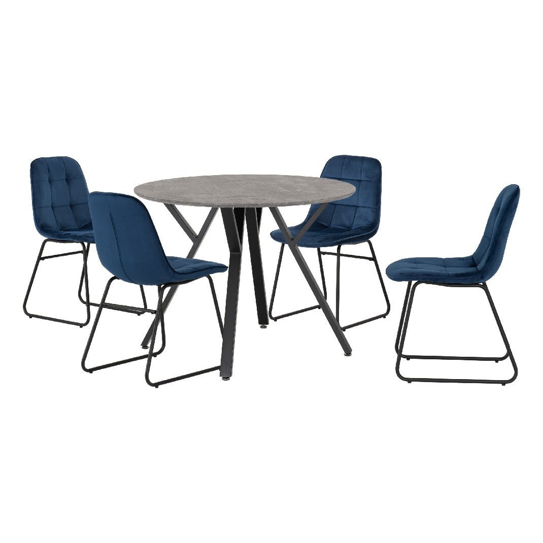 Athens Round Dining Set with 4 Chairs - Seconique
