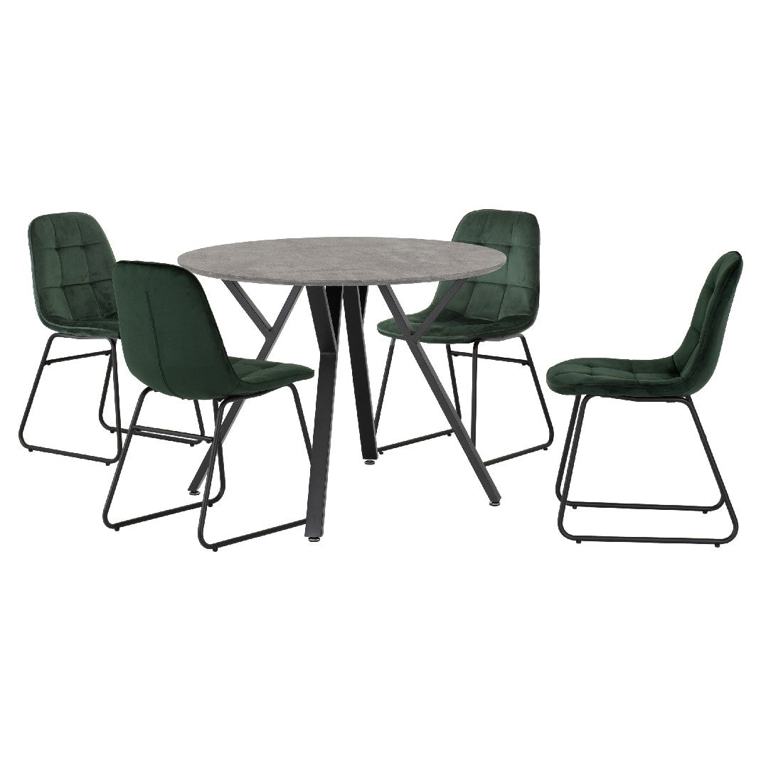 Athens Round Dining Set with 4 Chairs - Seconique