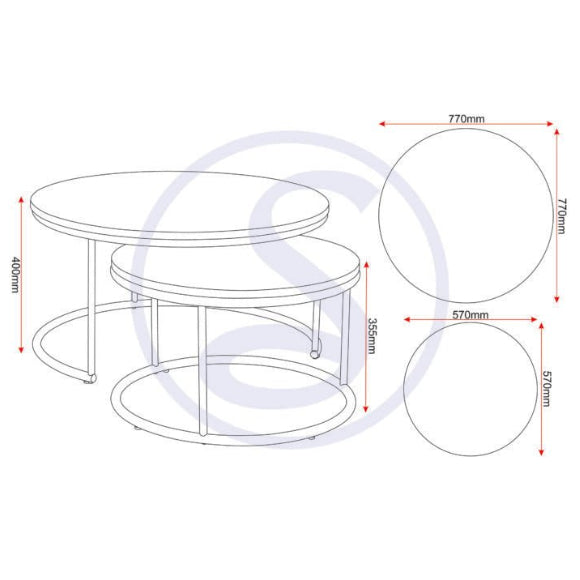Athens Round Nesting Coffee Table Set - Seconique