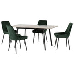 Avery Extending Dining Set with 4 Velvet Chairs - Seconique