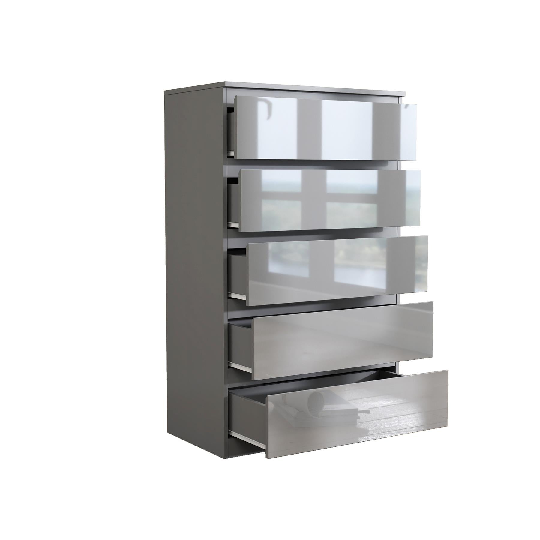 Soho 2 Door Wardrobe & 5 Drawer Chest High Gloss 3 Piece Bedroom Set