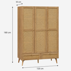 Manila Rattan 3 Door 2 Drawer Triple Wardrobe
