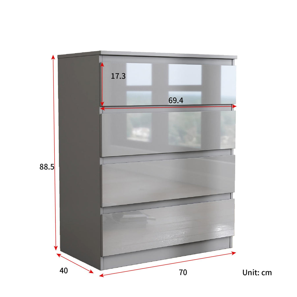 Soho 2 Door Wardrobe & 4 Drawer Chest High Gloss 3 Piece Bedroom Set
