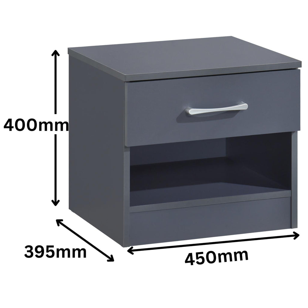 Highbury 2 Door Double Wardrobe & 1 Drawer Bedside 2 Piece Bedroom Set
