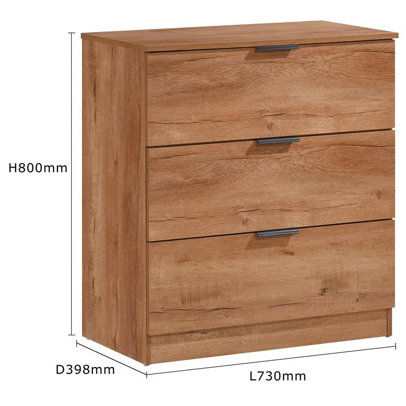 Richmond 3 Piece Bedroom Set With 2 Door Double Wardrobe