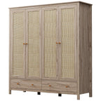 Willow Rattan 4 Door Wardrobe with 2 Drawers