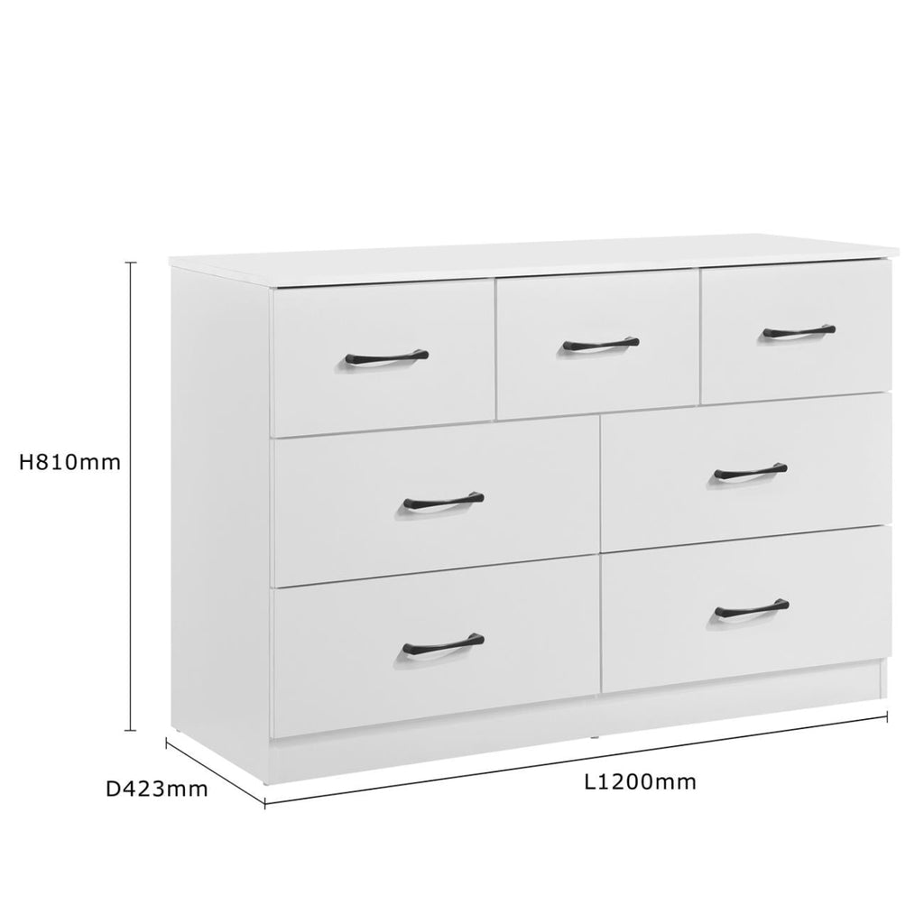 Paddington 3 Door Wardrobe & 7 Drawer Chest 3 Piece Set