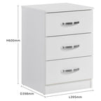 Paddington 3 Drawer Bedside Table