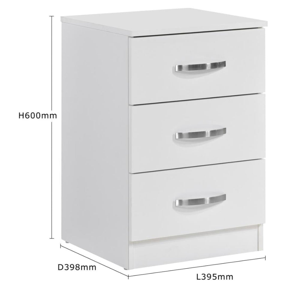 Paddington 3 Drawer Bedside Table