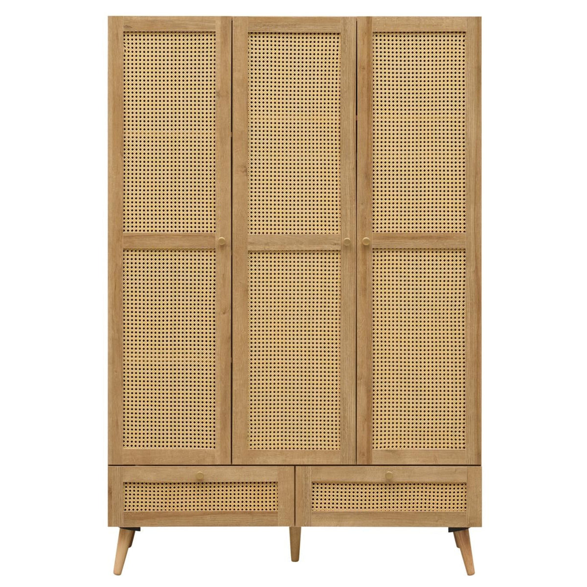 Manila Rattan 3 Door 2 Drawer Triple Wardrobe