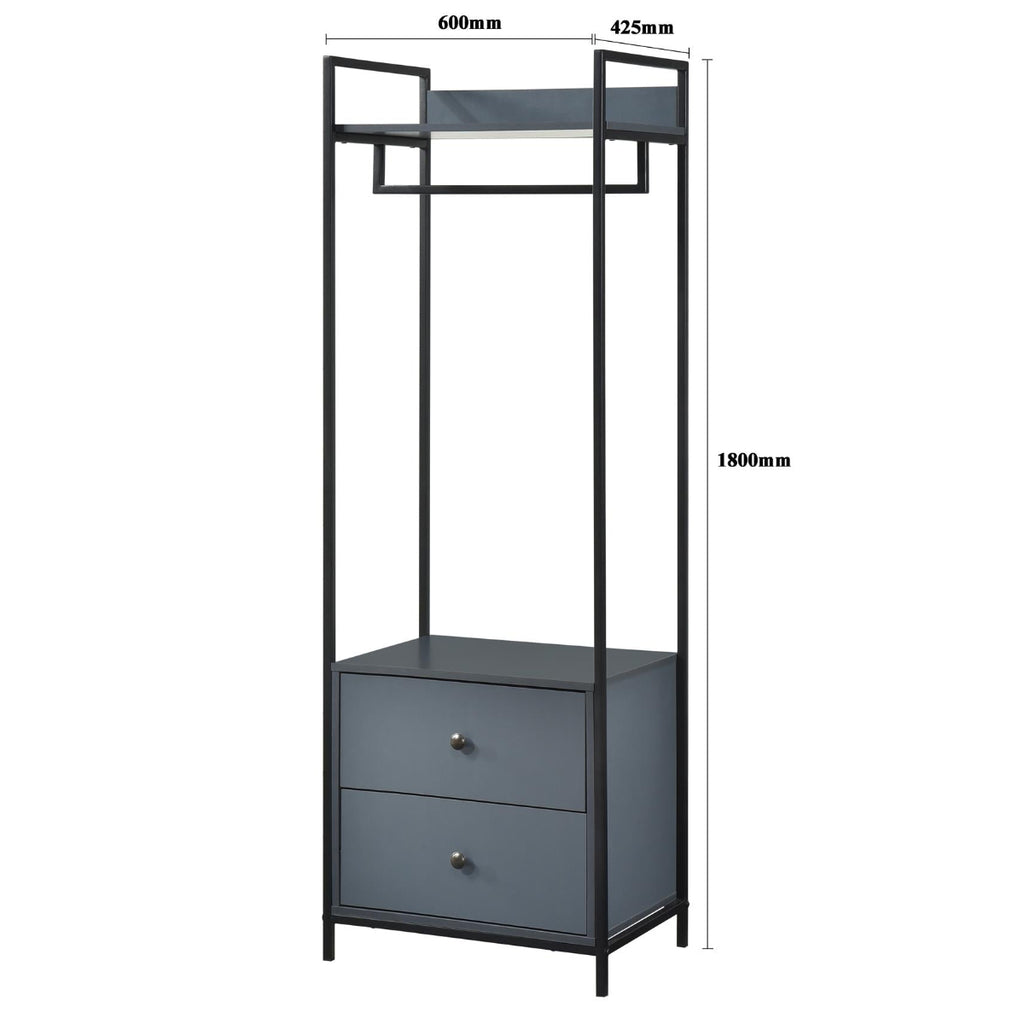 Alva Open Wardrobe Set with 2 Drawers & 4 Shelves