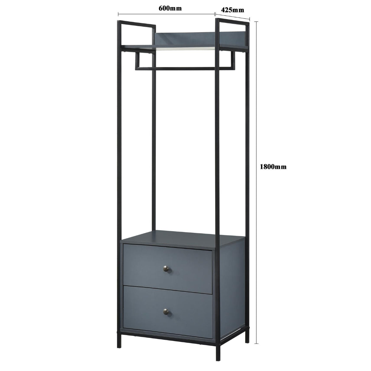 Alva Open Wardrobe Set with 2 Drawers & 4 Shelves