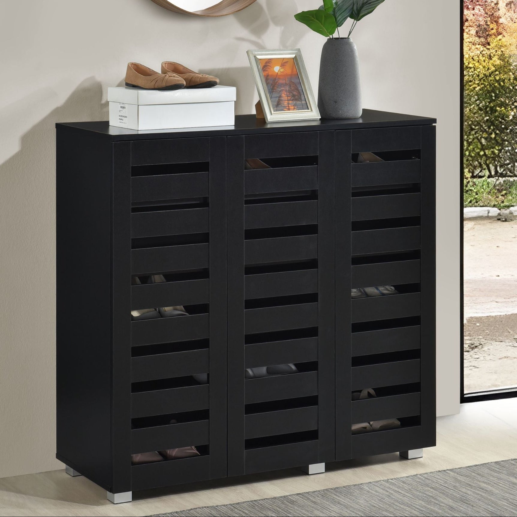 Euston Modern 3 Door Shoe Storage Cabinet - Swish Furniture