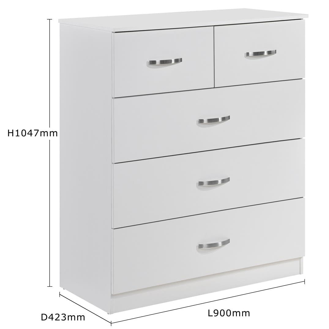 Paddington 3 Door Wardrobe & 3+2 Drawer Chest 3 Piece Bedroom Set