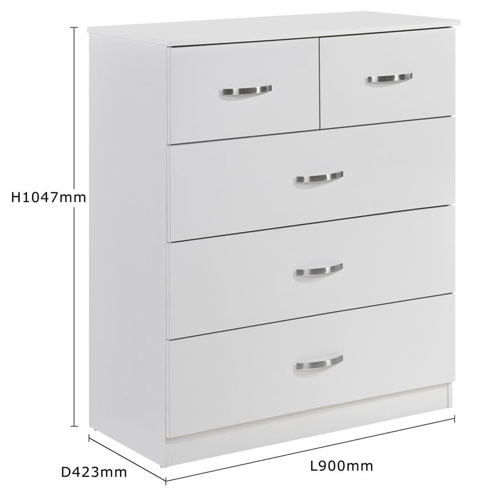 Paddington 3 Door Wardrobe & 3+2 Drawer Chest 4 Piece Bedroom Set
