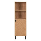 Leon Herringbone Retro 1 Door 2 Shelf Cabinet - Seconique