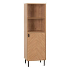 Leon Herringbone Retro 1 Door 2 Shelf Cabinet - Seconique
