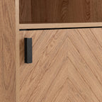 Leon Herringbone Retro 1 Door 2 Shelf Cabinet - Seconique