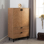 Leon Herringbone Retro 2 Door 2 Drawer Cabinet - Seconique