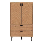 Leon Herringbone Retro 2 Door 2 Drawer Cabinet - Seconique