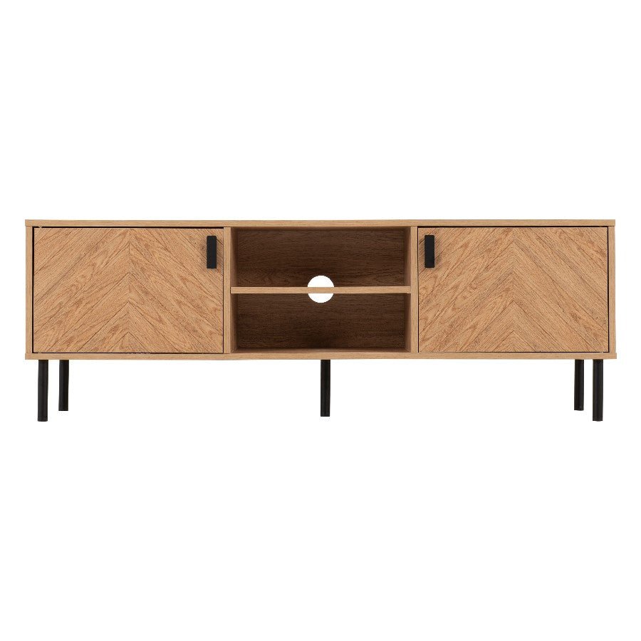 Leon Herringbone Retro 2 Door TV Unit - Seconique