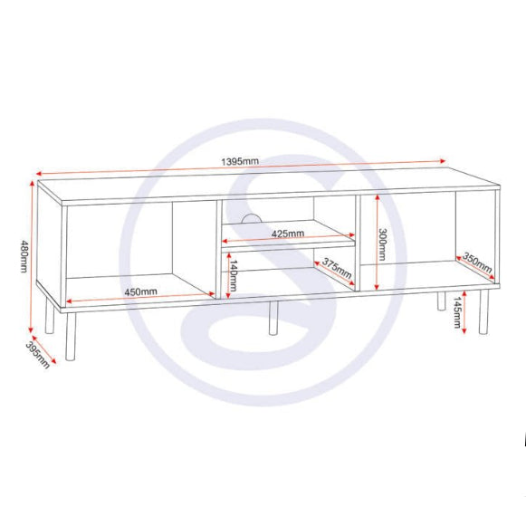 Leon Herringbone Retro 2 Door TV Unit - Seconique