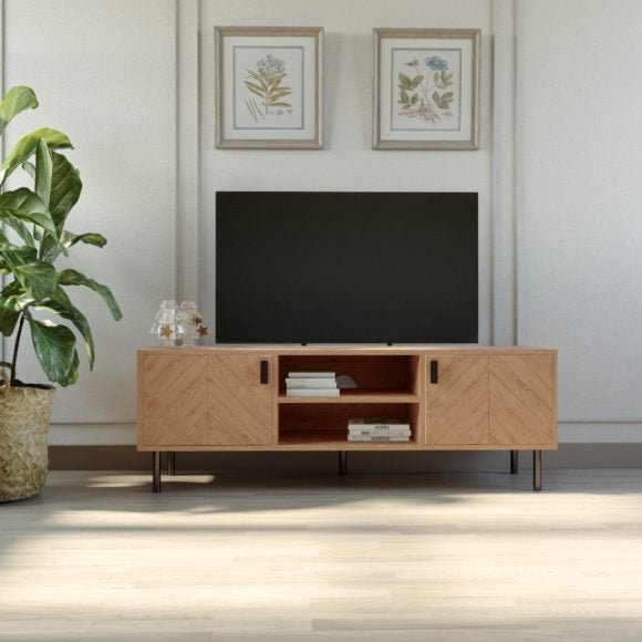 Leon Herringbone Retro 2 Door TV Unit - Seconique