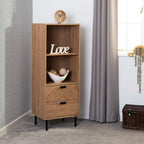 Leon Herringbone Retro 2 Drawer 2 Shelf Cabinet - Seconique