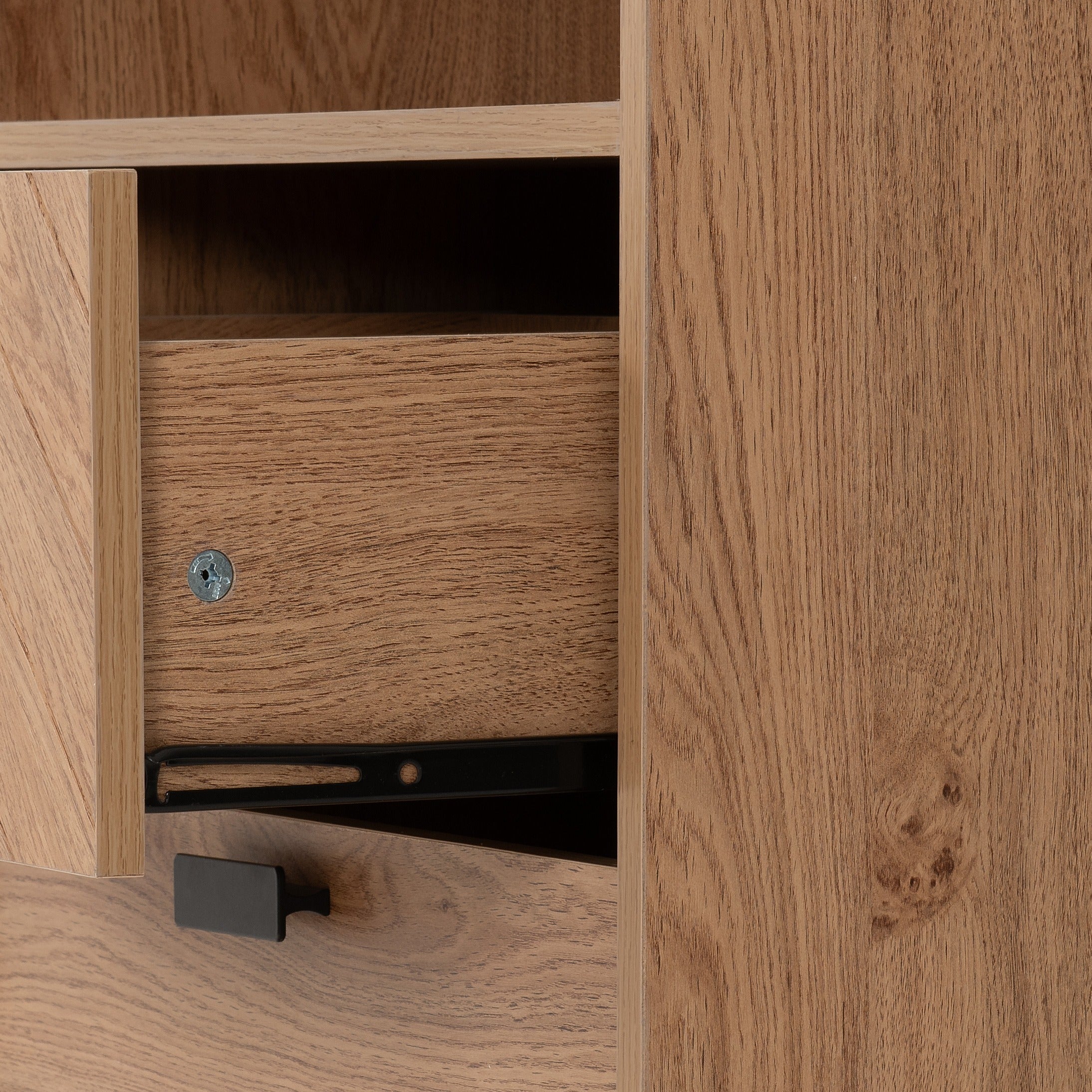 Leon Herringbone Retro 2 Drawer 2 Shelf Cabinet - Seconique