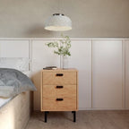 Leon Herringbone Retro 3 Drawer Bedside Table - Seconique