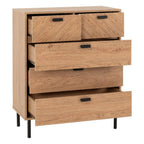 Leon Herringbone Retro 3+2 Drawer Chest - Seconique