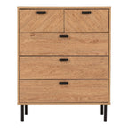 Leon Herringbone Retro 3+2 Drawer Chest - Seconique