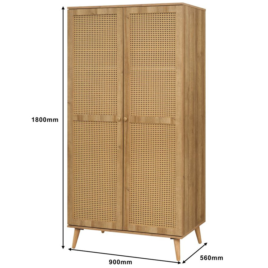 Manila Rattan 2 Door Wardrobe 3 Piece Bedroom Set