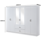 Paddington 6 Door 2 Drawer Mirrored Wardrobe - Swish Furniture