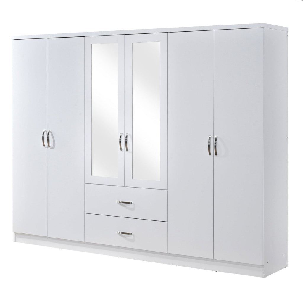 Paddington 6 Door 2 Drawer Mirrored Wardrobe - Swish Furniture