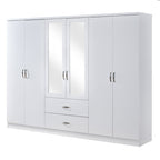 Paddington 6 Door 2 Drawer Mirrored Wardrobe - Swish Furniture