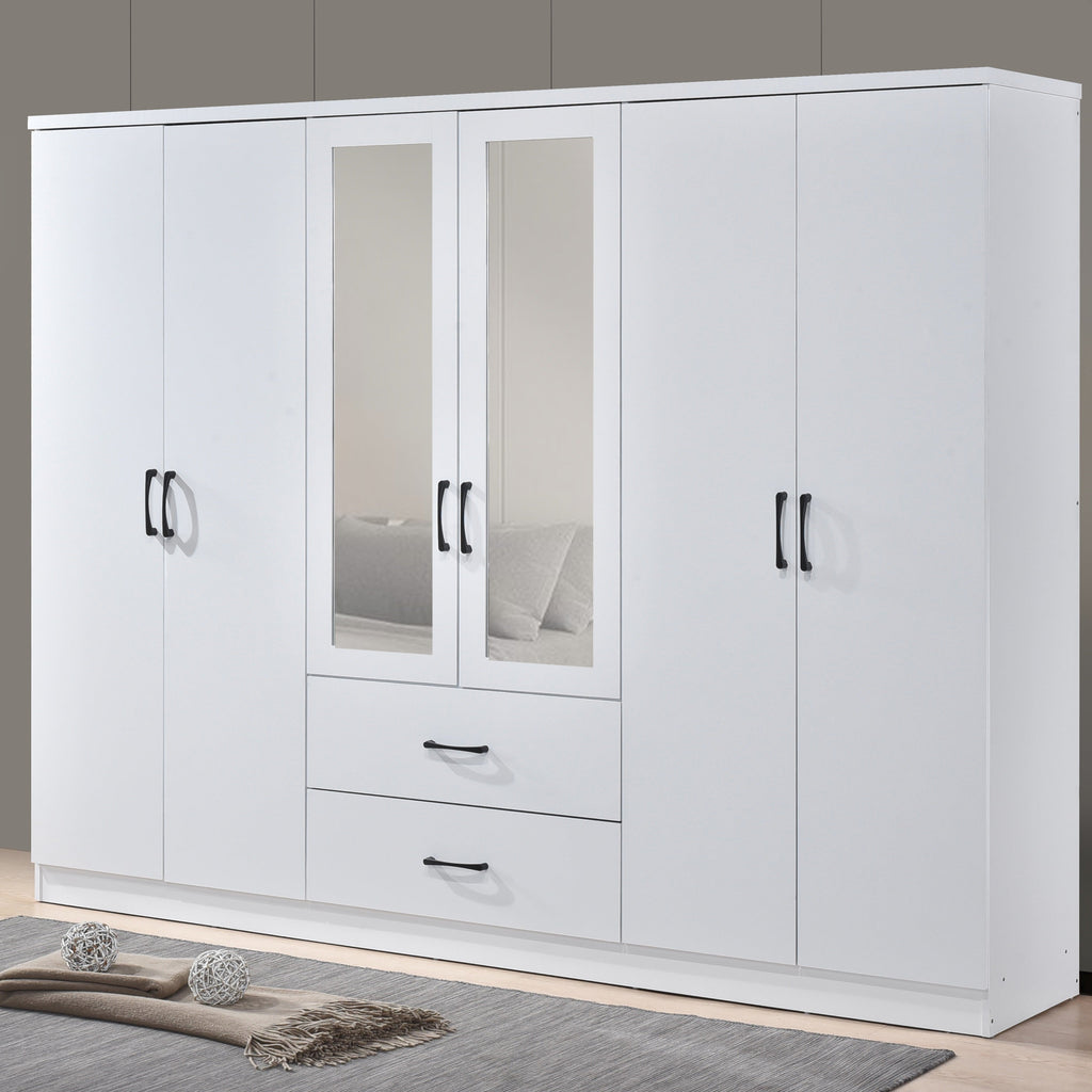 Paddington 6 Door 2 Drawer Mirrored Wardrobe - Swish Furniture