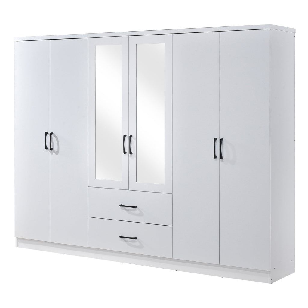 Paddington 6 Door 2 Drawer Mirrored Wardrobe - Swish Furniture