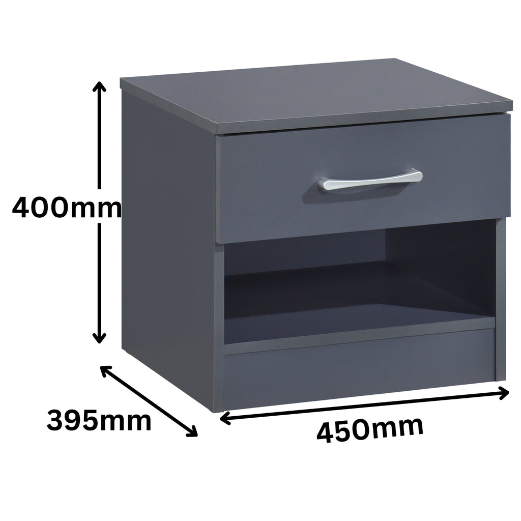 Pair of Highbury 1 Drawer Open Shelf Bedside Tables - Swish Furniture