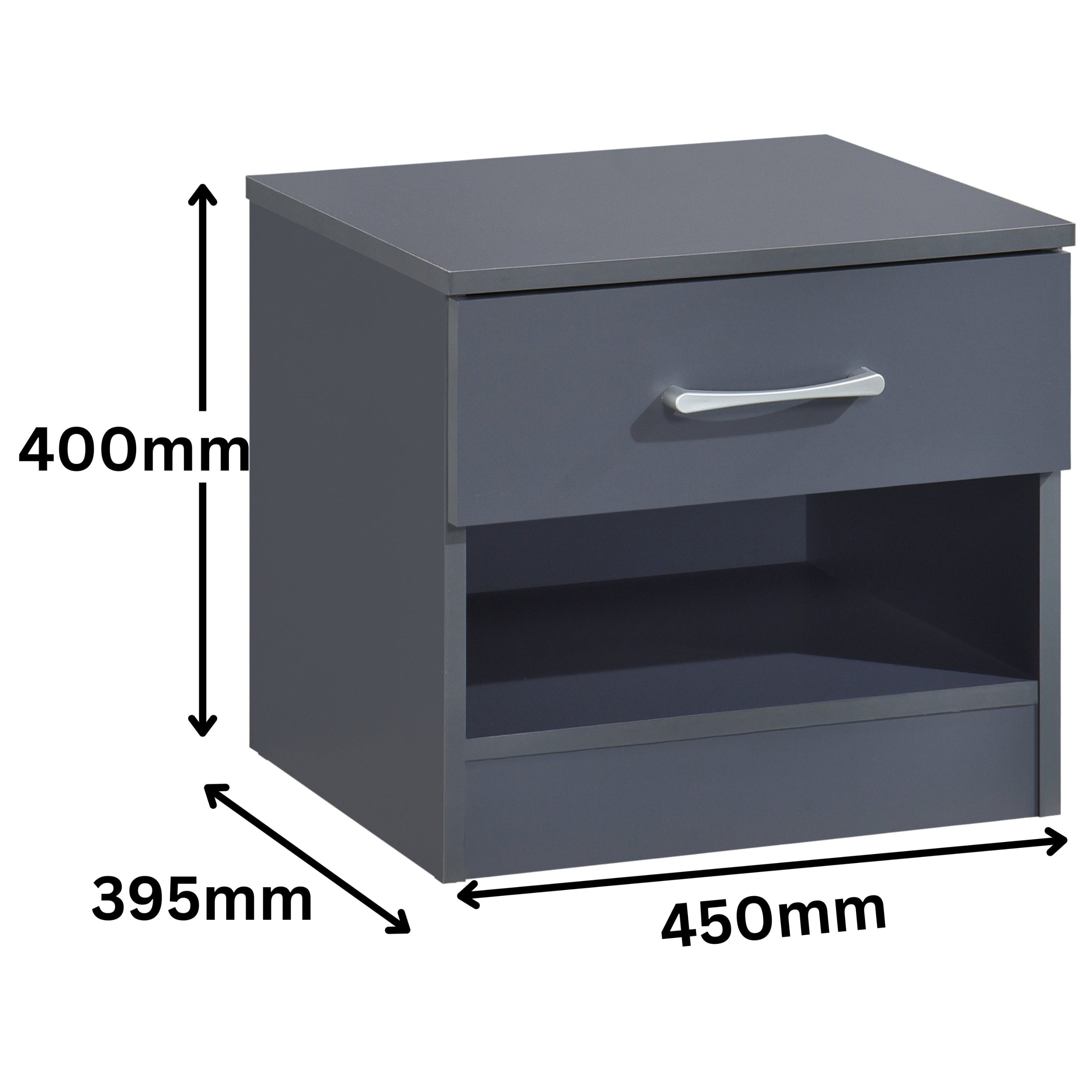 Pair of Highbury 1 Drawer Open Shelf Bedside Tables - Swish Furniture
