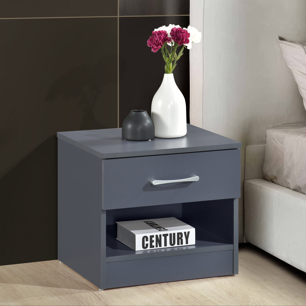 Pair of Highbury 1 Drawer Open Shelf Bedside Tables - Swish Furniture