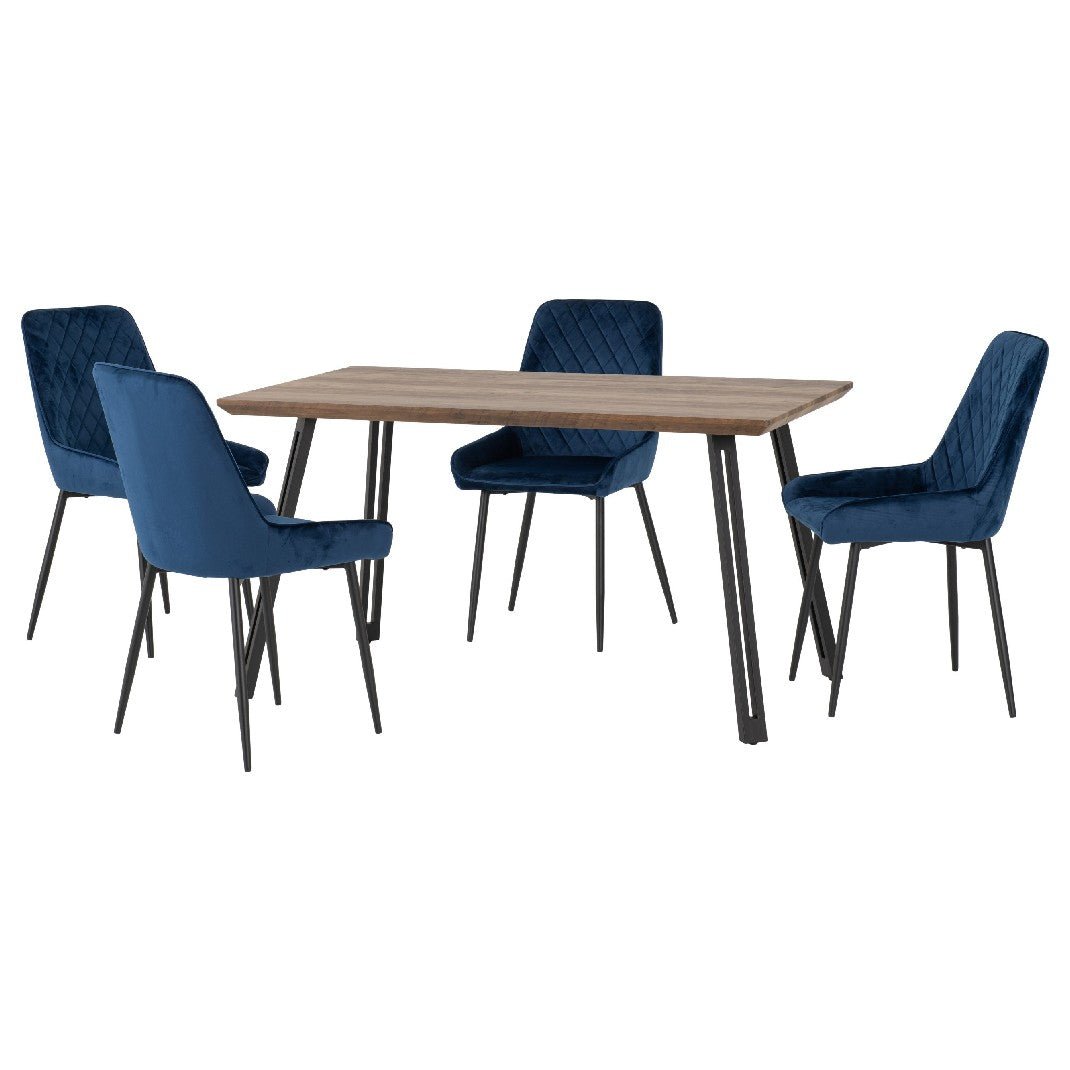 Quebec Straight Edge Dining Set with 4 Avery Chairs - Seconique