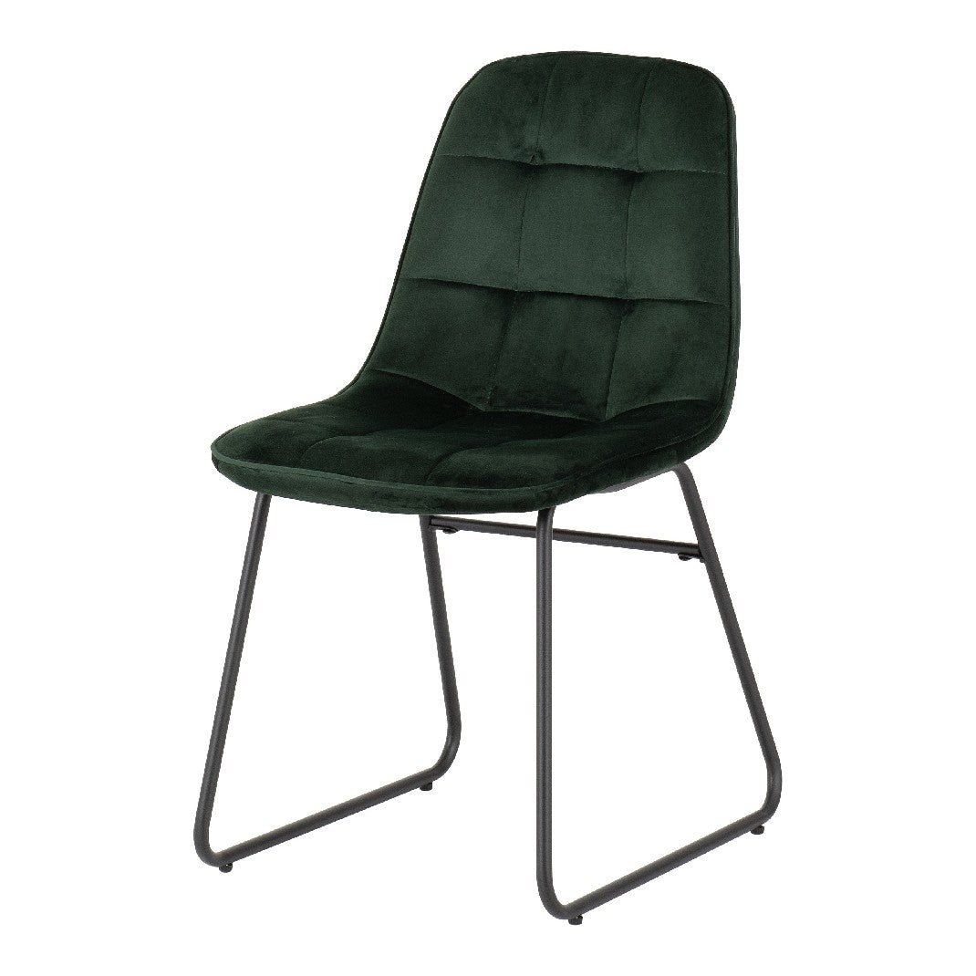 Quebec Straight Edge Dining Set with 4 Velvet Lukas Chairs - Seconique