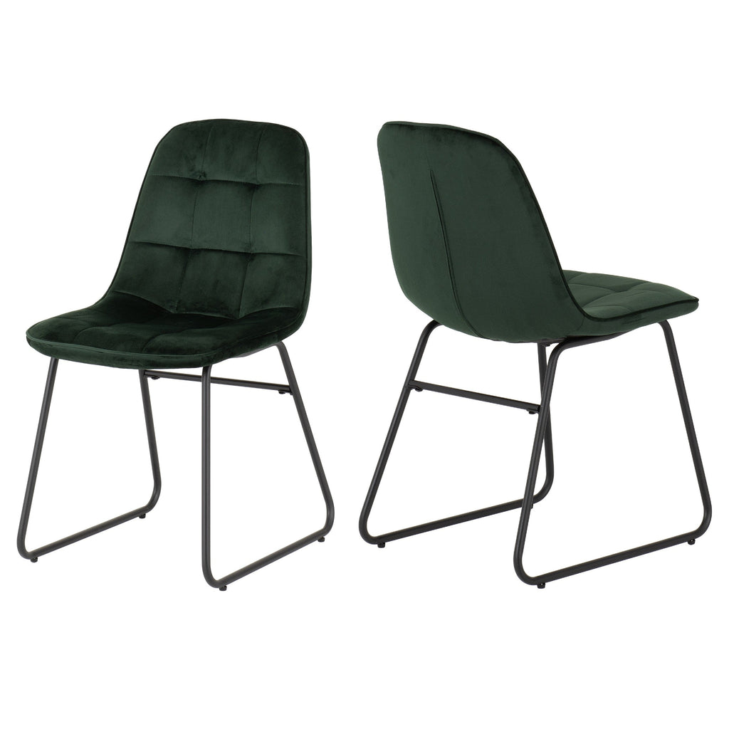 Quebec Straight Edge Dining Set with 4 Velvet Lukas Chairs - Seconique