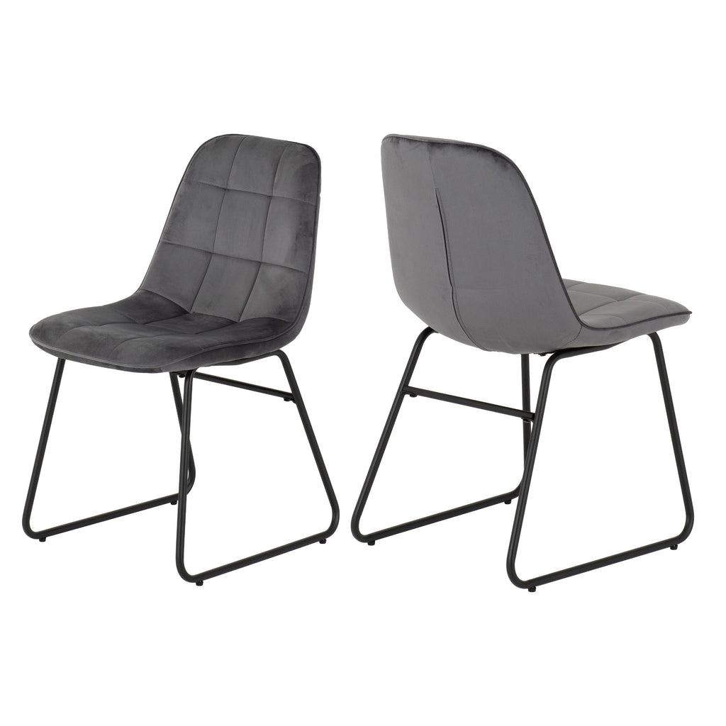 Quebec Straight Edge Dining Set with 4 Velvet Lukas Chairs - Seconique